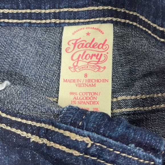 Faded Glory Dark Wash Denim Jean Shorts Size 8 - Picture 5 of 7